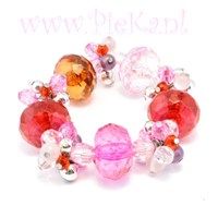 Armband Geregen Roze-Rode-B...