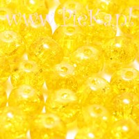 Crackle Kraal Rond Geel 8 mm