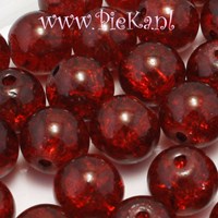 Crackle Kraal Rond Rood 10 mm