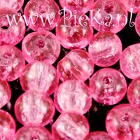 Crackle Kraal Rond Roze 6 mm