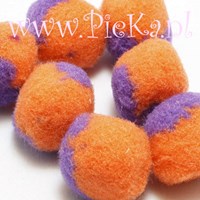 Pompons Oranje-Lila 25 mm