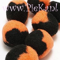 Pompons Oranje-Zwart 25 mm