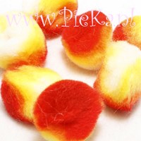 Pompons Wit-Geel-Rood 25 mm