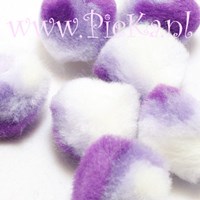Pompons Wit-Lila-Paars 25 mm