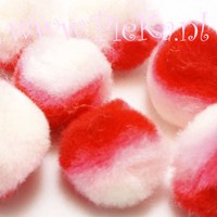 Pompons Wit-Roze-Rood 25 mm