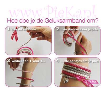 Wikkel Armband Kralen Pink Ribbon
