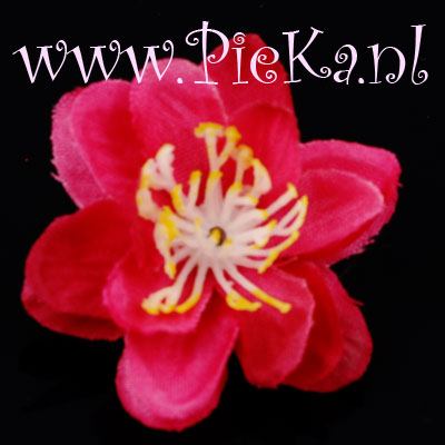 Zijden Kersenbloesem Bloem Hard Roze met Wit - Geel Hart 42 mm B-Kwaliteit